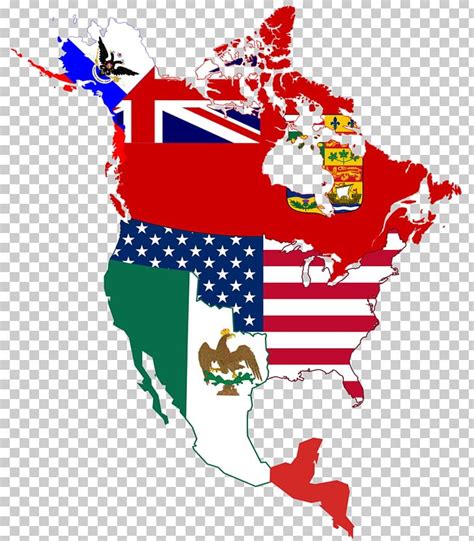 North America Map With Flags Map