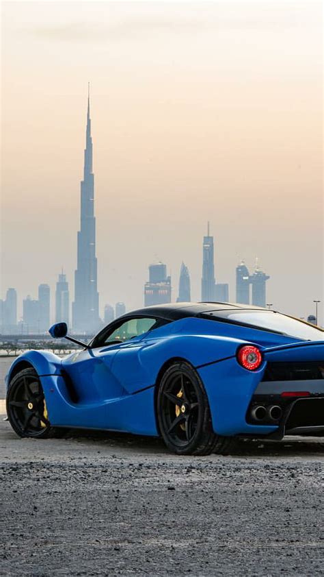1080p Free Download Burj Laferrari Ferrari Dubai Blue Sunset Car