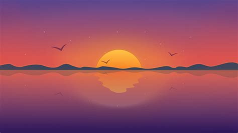 3840x2160 Resolution Minimal Reflection Sunset 4k Wallpaper