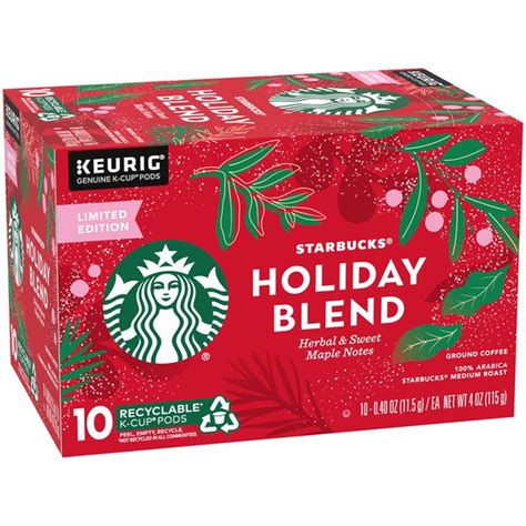 Starbucks Holiday Blend Medium Roast Ground Coffee K Cup Pods Oz