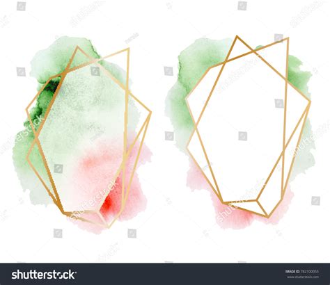 Polygonal Frames Set Gold Glitter Triangles Stock Vector Royalty Free