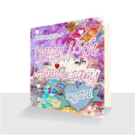 15th Crystal Wedding Anniversary Card 15 Years Anniversary Card 15