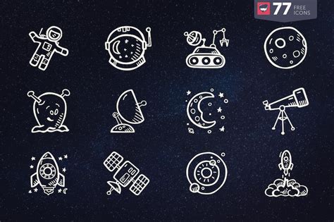 Hand Drawn Space Icons Thatll Take You Into Unexplored Territories