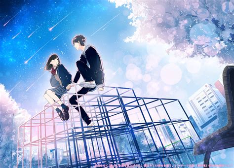 Download Anime School Scenery Cute Couple Jungle Gym Wallpaper