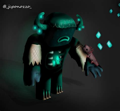 I Made Some Art Of The New Warden And Axolotl Rminecraft