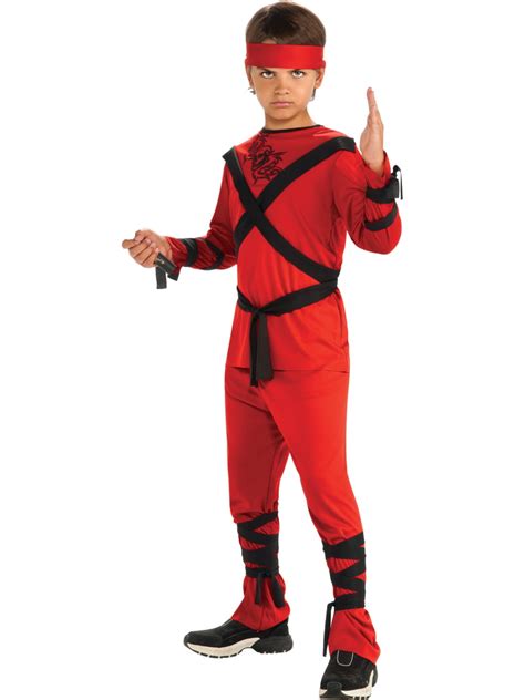 Childs Red Ninja Samurai Warrior Costume Boys Small 4 6