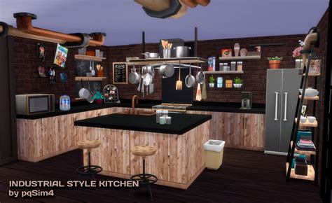 Sims 4 Ccs The Best Industrial Kitchen Set By Pqsim4