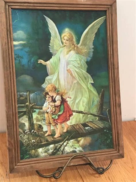 Guardian Angel With Children Crossing The Bridge Famous Picture Wooden