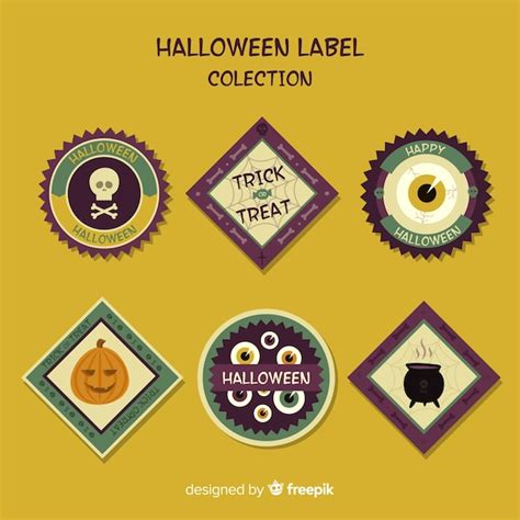 Free Vector Halloween Badge Collection In Flat Design