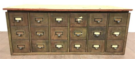 Lot Vintage Steel Library Card Catalog Cabinet