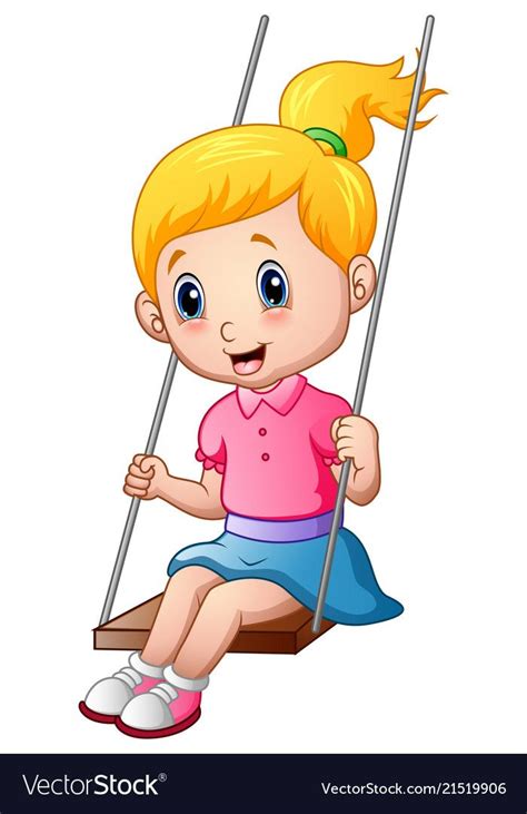 Illustration Of Cute Little Girl Playing A Swing Download A Free