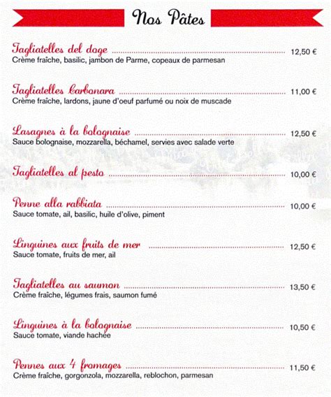 Consulter La Carte Du Restaurant Gien La Bella Vita