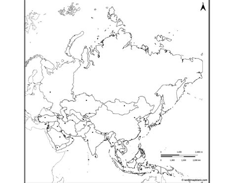 Slepá Mapa Ázie Mestá štáty A Významné Miesta — Printable Worksheet
