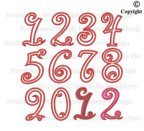 Next Door Stitch Embroidery Embroidery Applique Number 0 9 Cursive