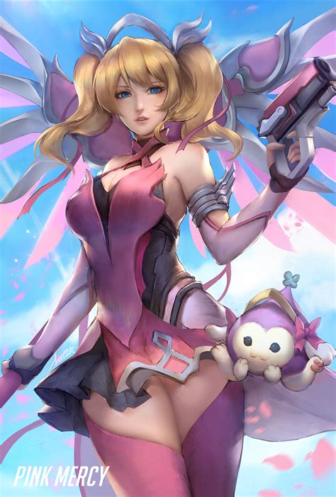 Mercy Pink Mercy And Pachimari Overwatch And 1 More Drawn By Stella