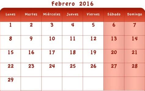 Calendario Febrero 2016 Imprimible Y Fondo De Pantall