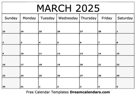 March 2025 Calendar Free Blank Printable Templates