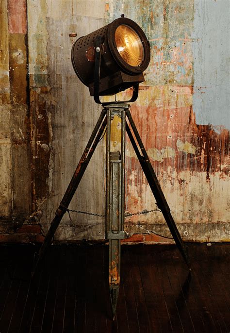 Ah, the world of hollywood. floor lamp from vintage theater light and tripod