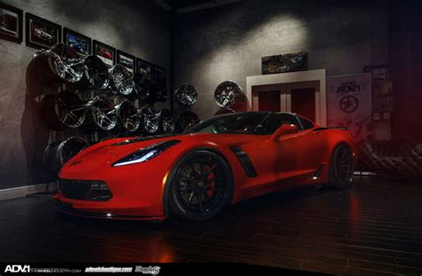 Red Corvette Z06 Lowered On Matte Black Adv1 Wheels Gtspirit