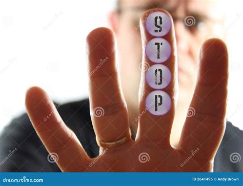 Man Pressing Stop Buttons Stock Image Image Of Work Hand 2641495