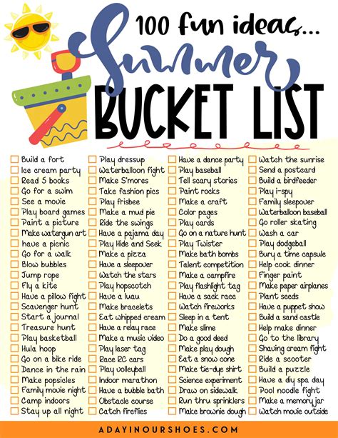 100 Sensational Summer Bucket List Ideas For Kids And Teens