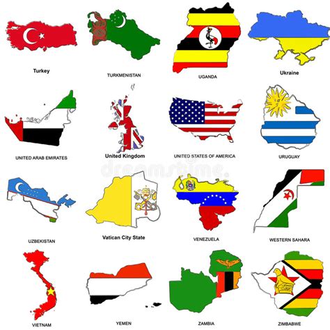 World Flag Map Sketches Collection 13 Stock Illustration Illustration