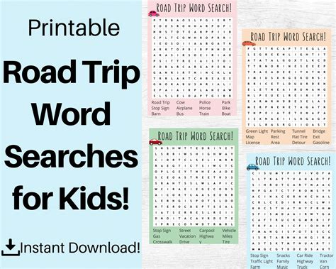 Road Trip Wordsearch Road Trip Games Road Trip Printables For Kids