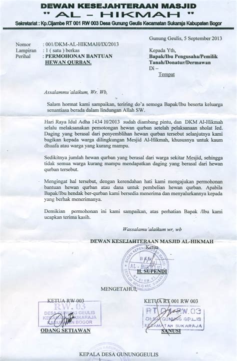 Untuk kamu yang masih bingung, jangan khawatir, kali ini 99.co indonesia akan memberikan sejumlah contoh surat permohonan bantuan yang bisa kamu ikuti. Wow Contoh Kop Surat Panitia Qurban 39 Di Inspirasi Format ...