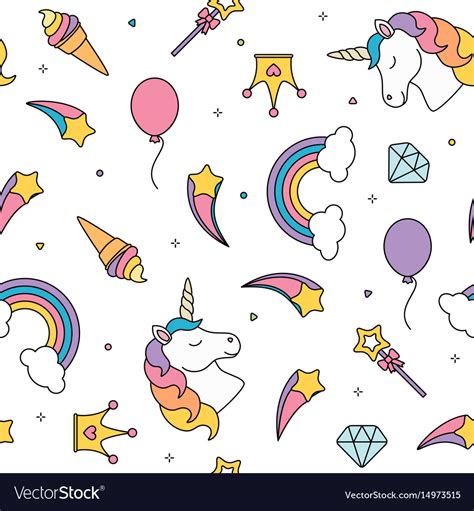 Unicorn And Rainbow Seamless Pattern Isolated On Vector Image