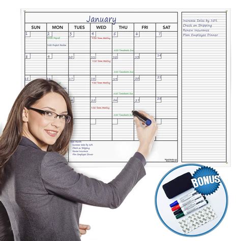 Delane Large Dry Erase Wall Calendar Planner 24 X 36 Inch Erasable