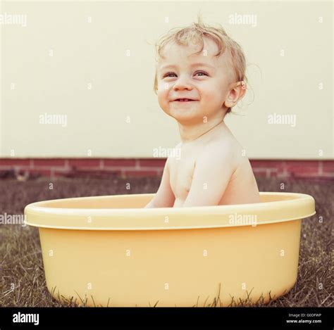 Happy Little Baby Boy Having Fun Stock Photo Alamy