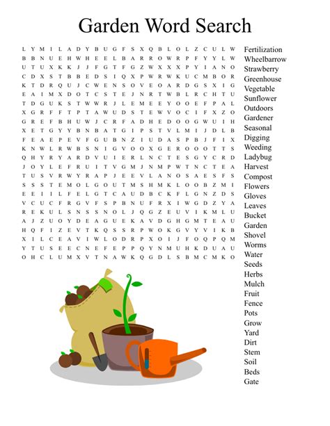 Gardening Word Search Puzzle Worksheet Activity Fun H