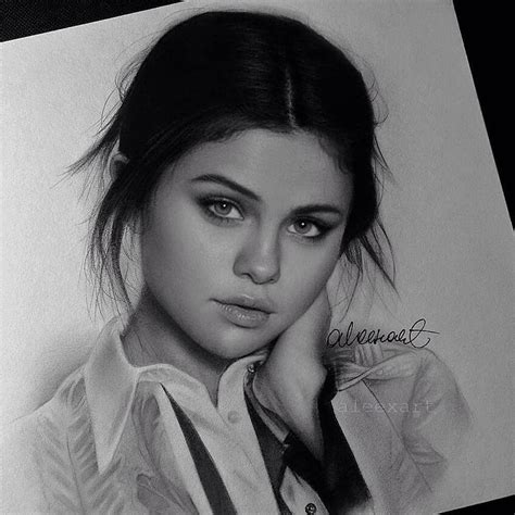 Selena Gomez Drawing Realistic Pencil Drawings Pencil