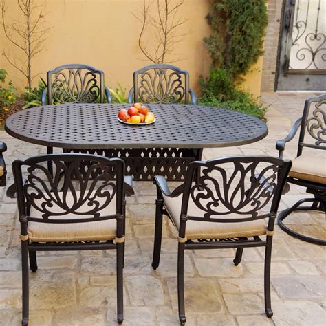 Elisabeth Piece Cast Aluminum Patio Dining Set W X Inch Oval Table By Darlee Bbqguys
