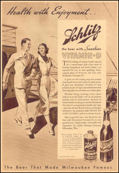 Retro Ad Of The Week Schlitz Beer 1936 Beverage Advertising