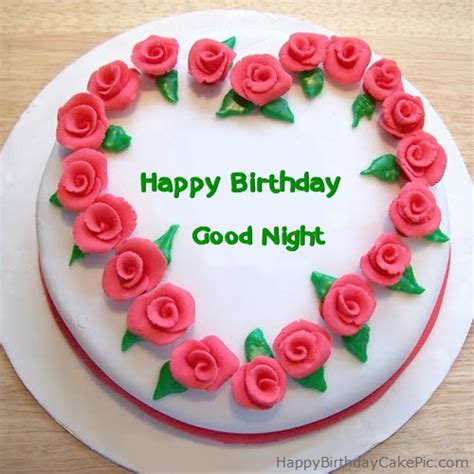 Roses Heart Birthday Cake For Good Night
