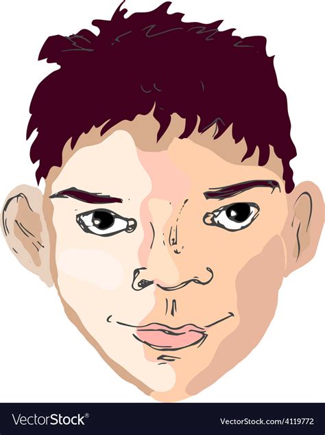 Boy Face Drawing Looking Right Royalty Free Vector Image