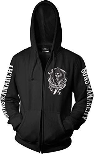 New Sons Anarchy Officially Licensed Soa Backpatch Zipped Hoodie Online