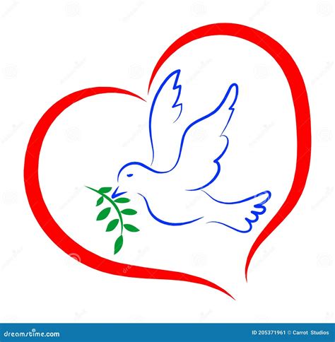 Heart And Peace Dove Vector Illustration Stock Vector Illustration