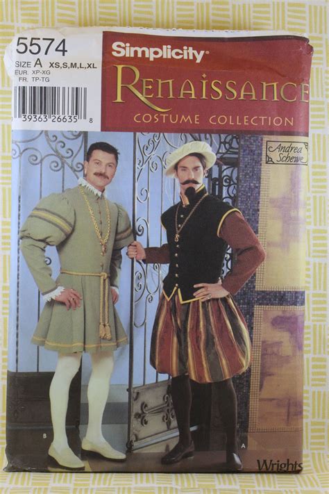 Simplicity Mens Renaissance Costume Sewing Pattern Etsy Costume