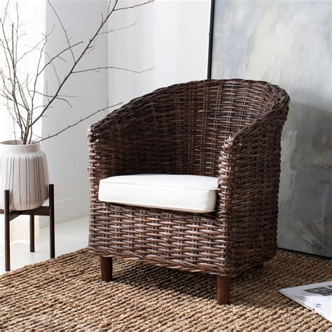 Safavieh Omni Rattan Barrel Chair With Cushion 291 X Brown 291 X