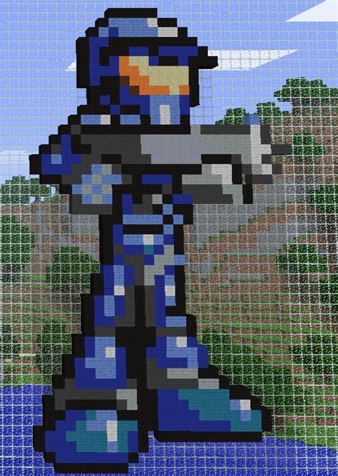 Blue Master Chief Pixel Art Minecraft Project