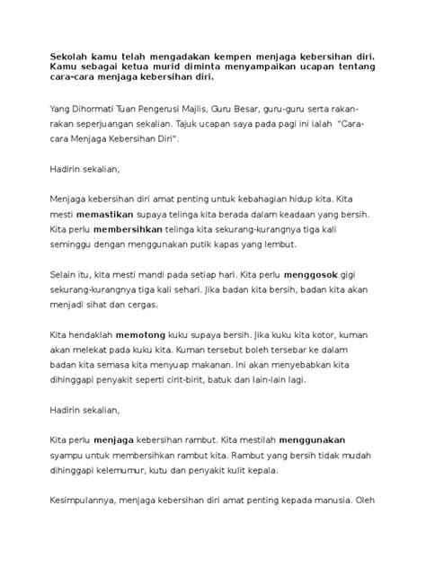 Dalam bahasa indonesia terdapat lima jenis karangan yaitu karangan. Cara Menjaga Kebersihan Diri Karangan Spm