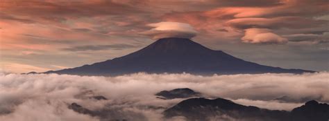 851x315 Resolution Mount Fuji Clouds And Mountains Japan 851x315