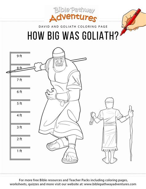 David And Goliath Coloring Page Preschool How Big Was Goliath