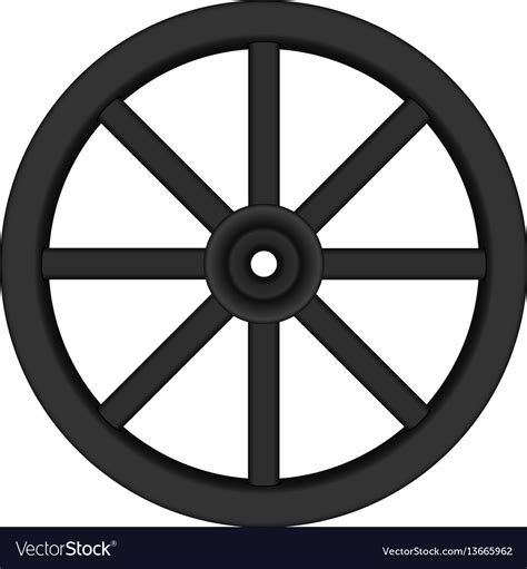 Vintage Wooden Wheel In Black Design Royalty Free Vector