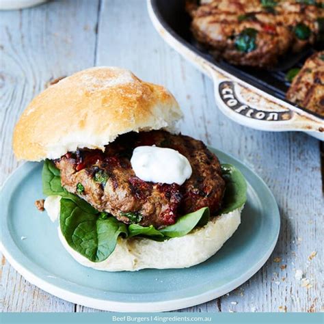 Add dijon mustard & chilli flakes to give these patties a slight kick and pair with caramelised onions. Beef Burgers | Recipe | Beef burgers, Stuffed peppers ...