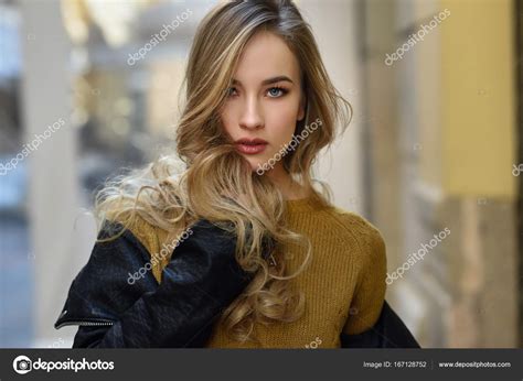 Beautiful Blonde Russian Woman In Urban Background ⬇ Stock Photo Image