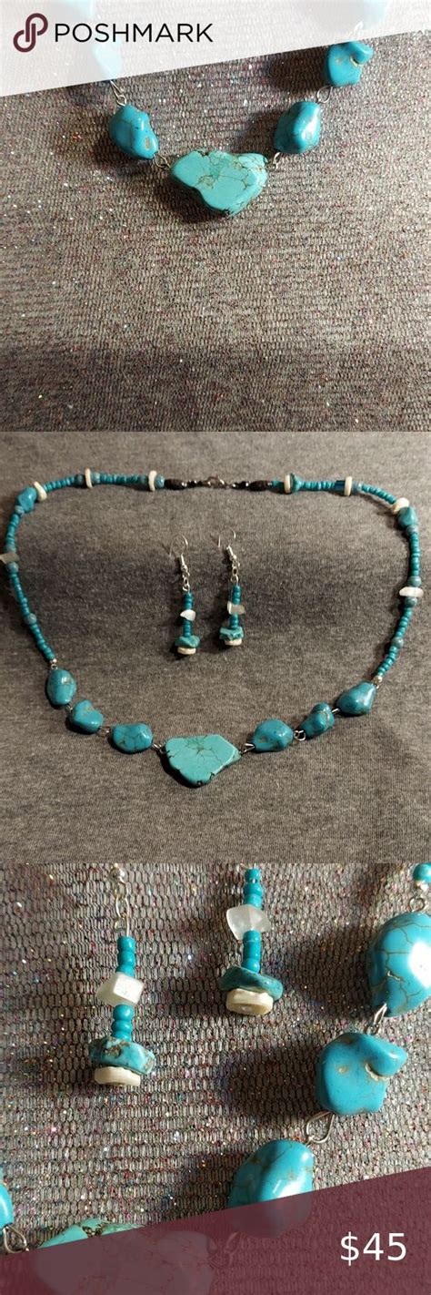 Turquoise Necklace And Earrings Set Original Earring Set Turquoise