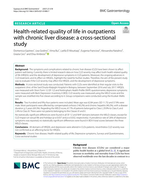 PDF Health Related Quality Of Life In Outpatients With Chronic Liver